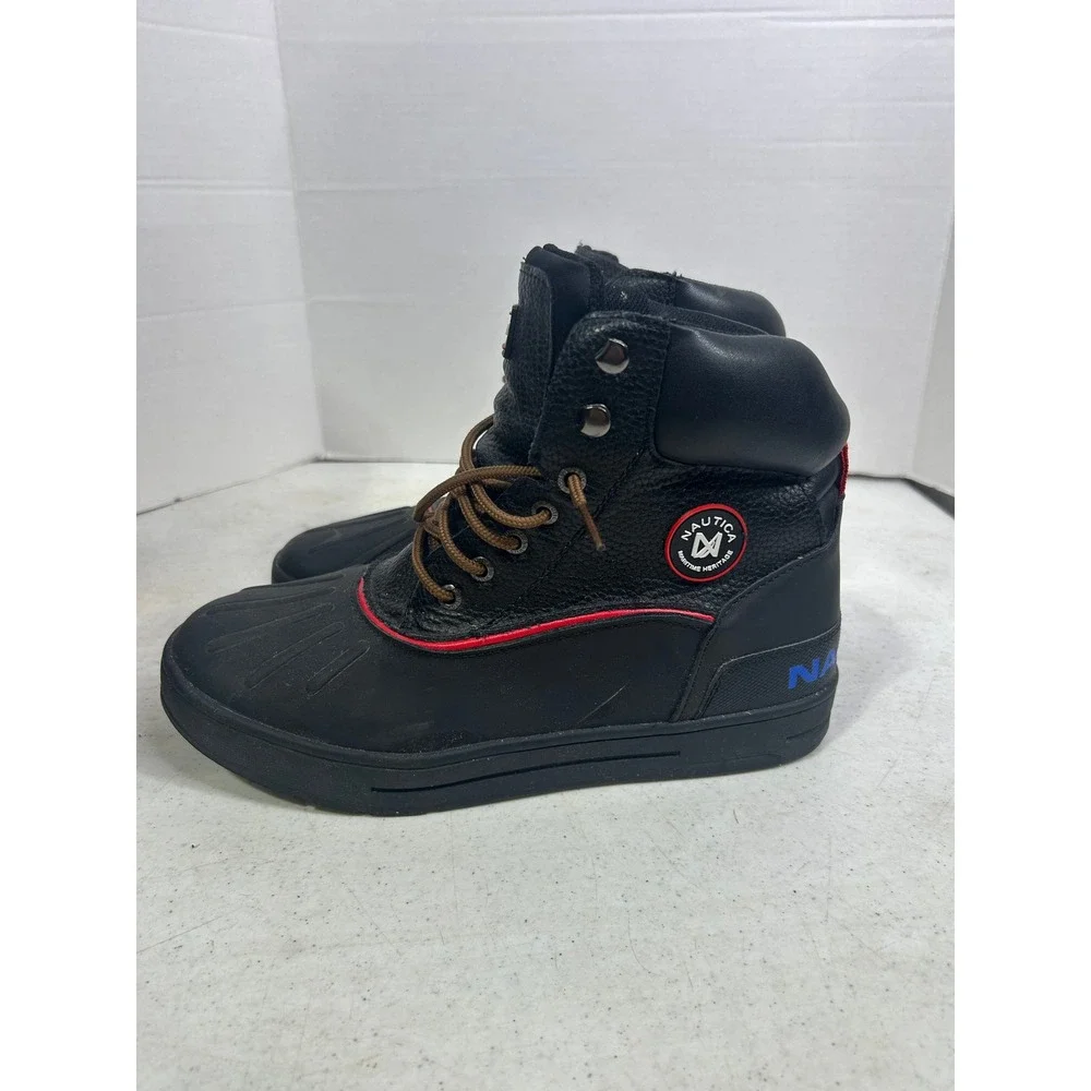Nautica Padden Mens Black Duck Boots Lace Up Winter Rain Shoes Size 9
